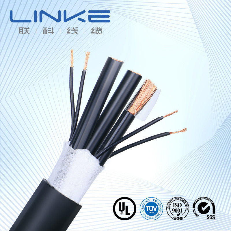 Zwarte PVC coaxkabel serie RG6 / Rg58 / Rg11 / Rg59 voor videobewaking