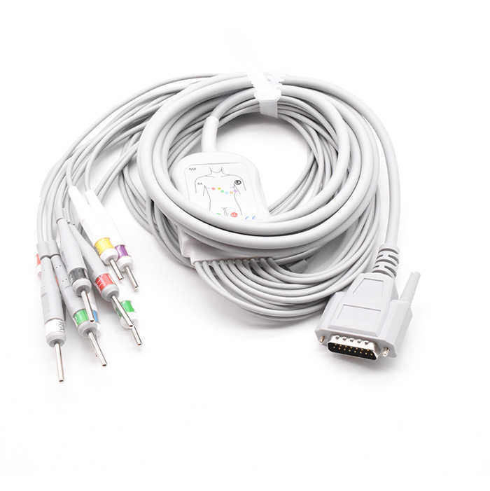 Aanpassing EKG Lead Wire 6p 3 Lead Snap Kabels Aha Trunk Cable Medische apparatuur aansluitkabel