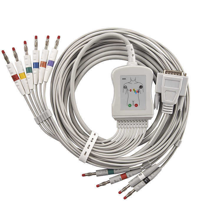 12-kanaals EKG-machine reserveonderdelen geblokkeerde koper medische voor ECG-patiënt kabel